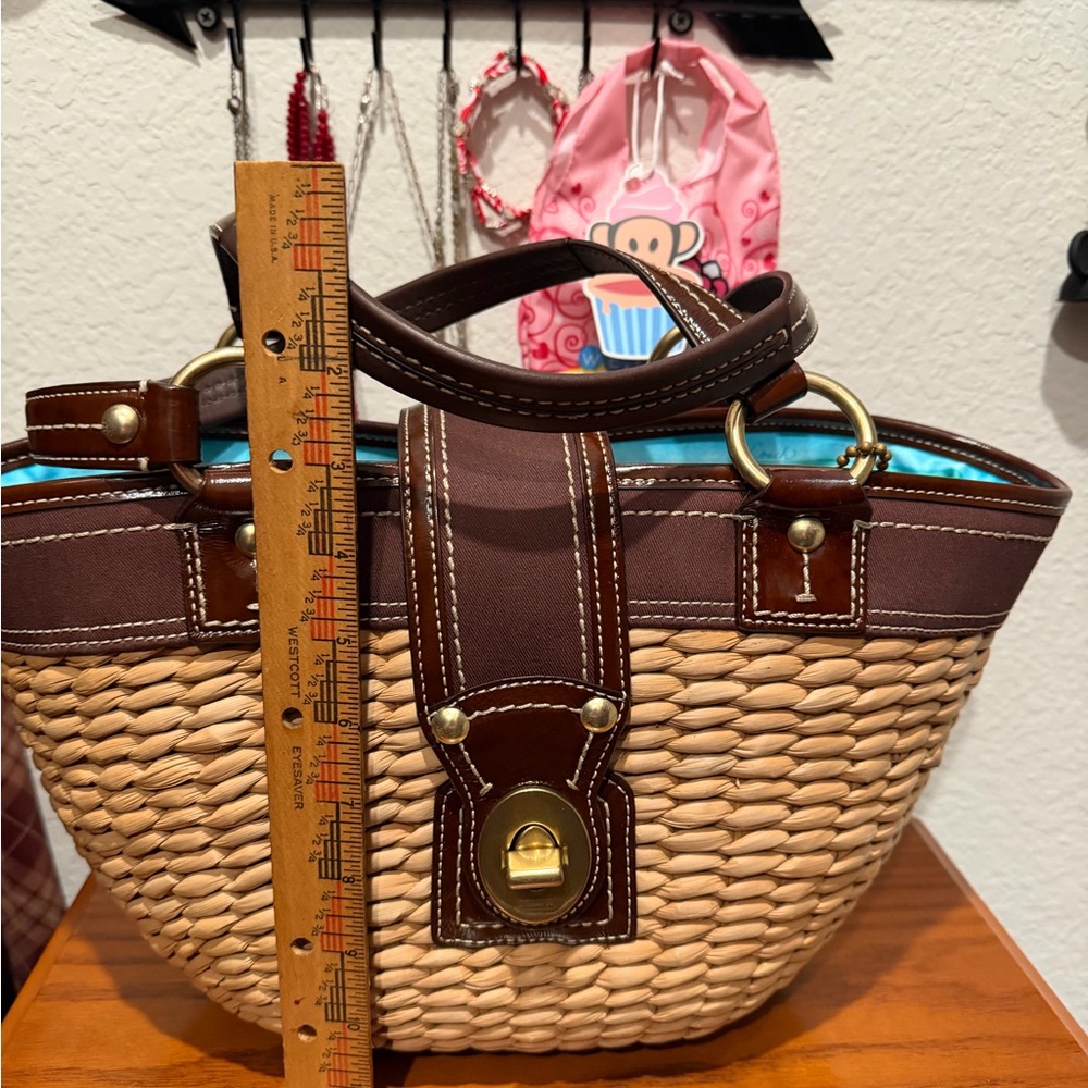 Coach Brown and Tan Woven Tote - Picture 9 of 10
